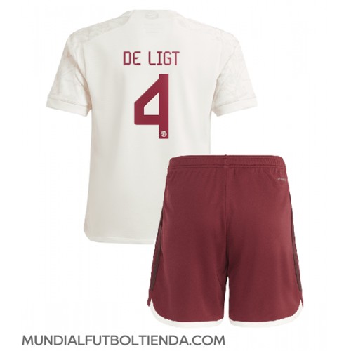 Camiseta Bayern Munich Matthijs de Ligt #4 Tercera Equipación Replica 2023-24 para niños mangas cortas (+ Pantalones cortos)